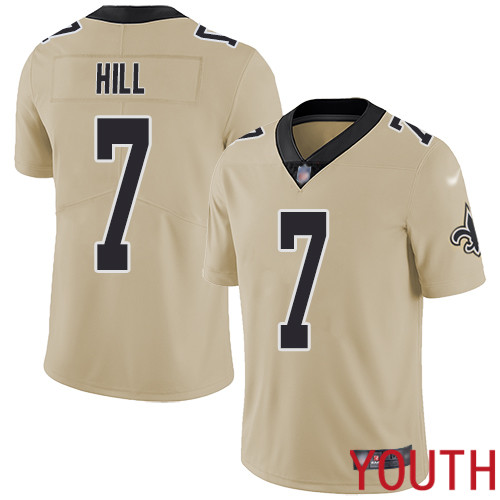 New Orleans Saints Limited Gold Youth Taysom Hill Jersey NFL Football #7 Inverted Legend Jersey